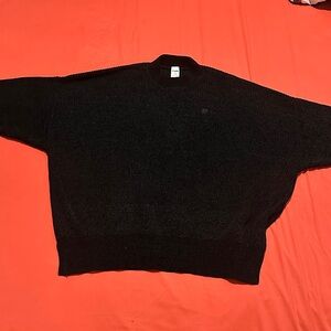 PINK Victoria's Secret Women's Black Oversized Chenille Crewneck Sweater